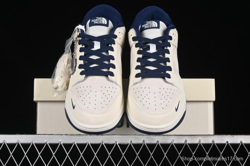Nike SB Dunk Low The North Face Collaboration - Grey Pigskin White Swoosh Anniversary Custom Low-Top Casual Skate Shoes - KK1333-006