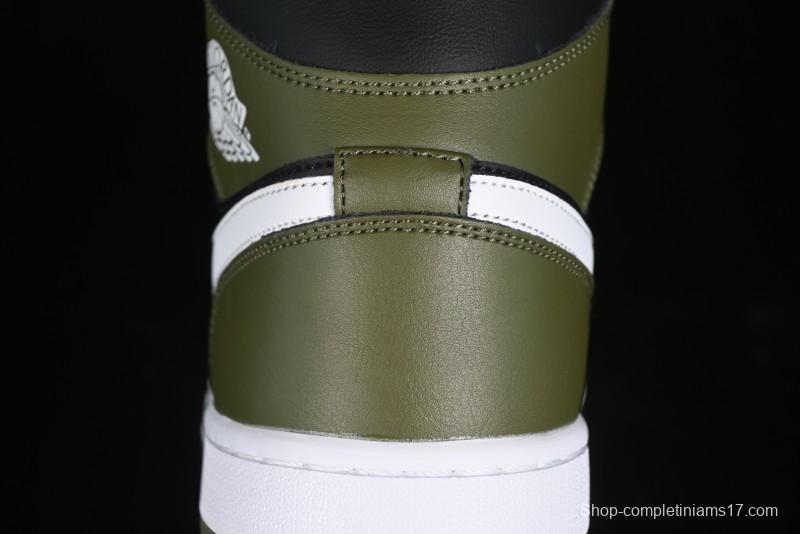 Nike Air Jordan 1 Mid AJ1 Army Green Mid-Top Casual Sneakers - DQ8426-092