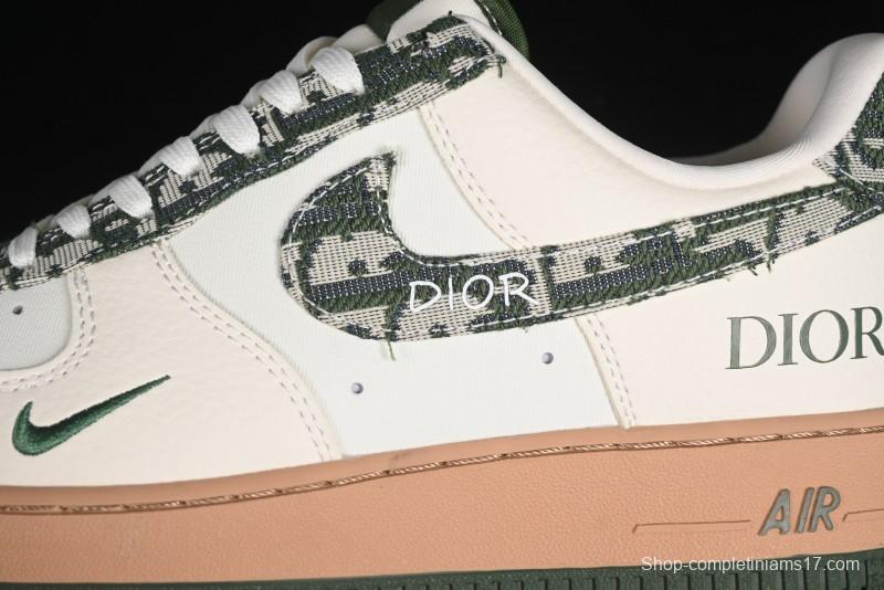 Nike Air Force 1 '07 Low Dior Collaboration - Beige Green Swoosh Low-Top Casual Sneakers - KK1988-010