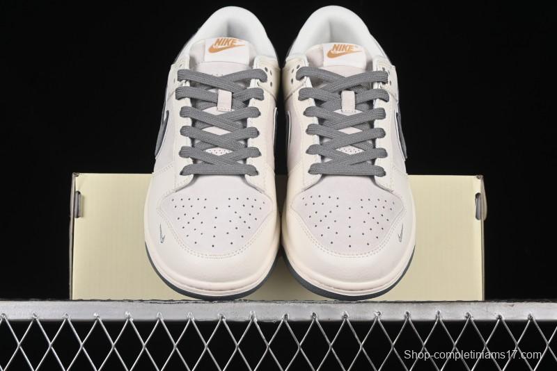 Nike SB Dunk Low Stussy Collaboration - Off White Grey Pig Anniversary Custom Low-Top Casual Skate Shoes - XX2025-888