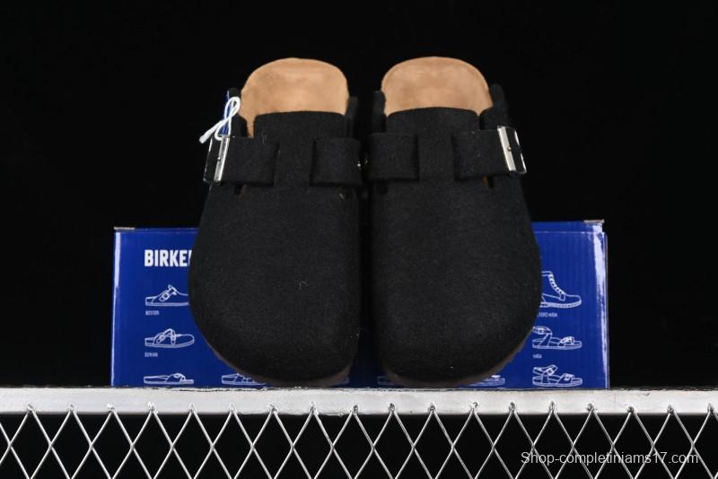 Birkenstock Half Open Toe Sandals with Smokeless Coal Wool Upper - G.D4