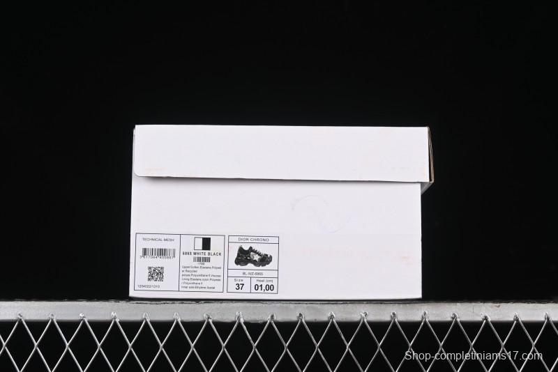 Dior Chrono Round Toe Lace-Up Lifestyle Casual Running Sneakers - 6865 WHITE BLACK