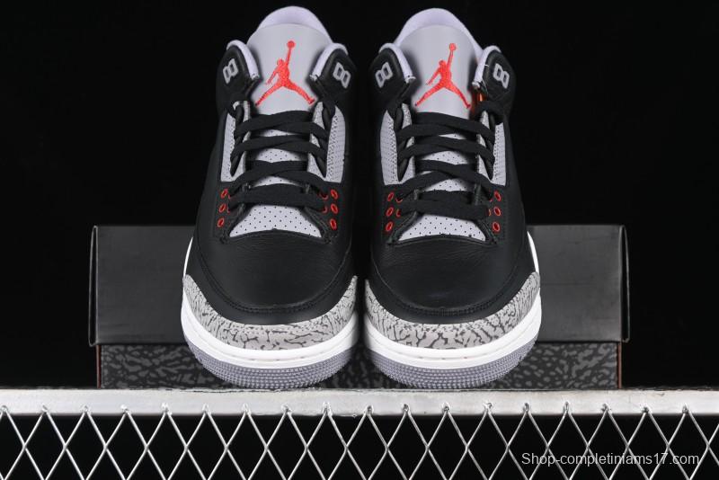 Nike Air Jordan 3 Retro Black Cement Sneakers with Visible Air Cushion - DN3707-010