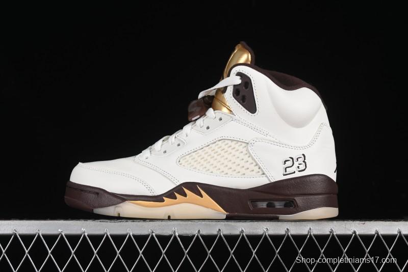 Nike Air Jordan 5 Retro Basketball Shoes in White/Tan - DD9336-200