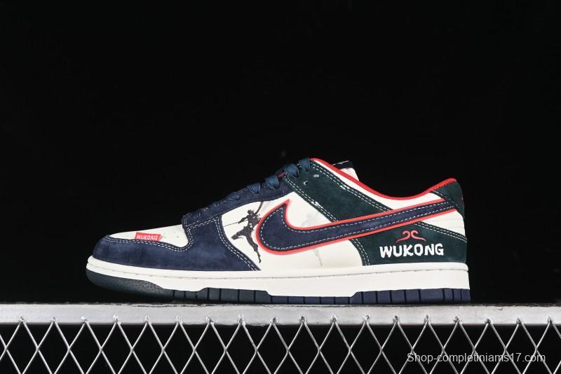 Nike SB Dunk Low Wukong Series - Beige with Navy Swoosh Anniversary Customized Low-Top Casual Skate Shoes - DJ2024-035
