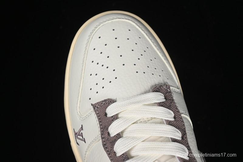 Nike SB Dunk Low LV Collaboration - Beige Denim Swoosh Anniversary High-End Custom Low-Top Casual Skate Shoes - JH8310-957