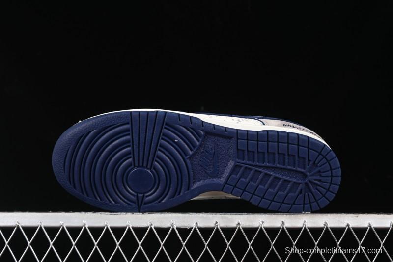 Nike SB Dunk Low UN Collaboration - Splatter Navy Swoosh Anniversary Custom Low-Top Casual Skate Shoes - DJ2024-041