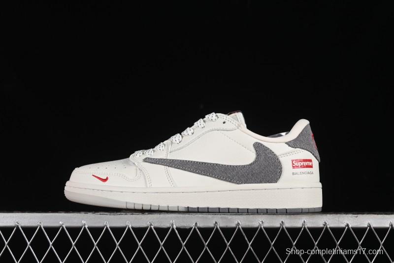 Nike Travis Scott x Fragment Design x Air Jordan 1 Low OG SP AJ1 Supreme Balenciaga Collaboration - JH6088-6