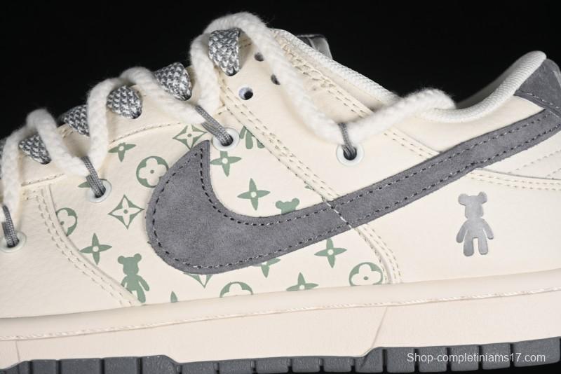 Nike SB Dunk Low Violent Bear Series - Lace-Up Beige with Grey Check - Anniversary Custom Edition Low-Top Casual Skate Shoes - SJ2068-289