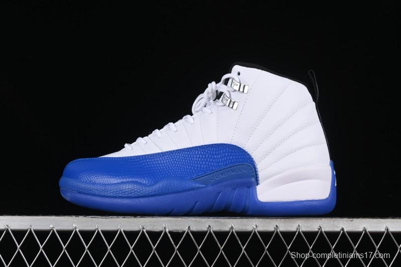 Nike Air Jordan 12 Retro Basketball Shoes in White and Blue - CT8013-140