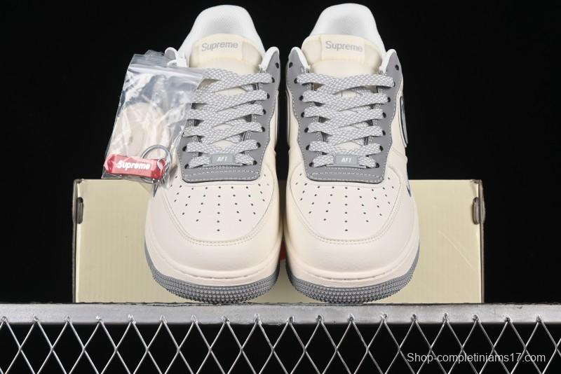 Nike Air Force 1 '07 Low Stone Island Supreme Collaboration Off-White Star Grey Low-Top Casual Sneakers - BB1616-303