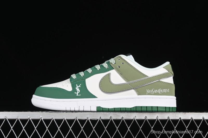 Nike SB Dunk Low Saint Laurent Series - White Green Swoosh Anniversary High-End Custom Low-Top Casual Sneakers - GF2409-170