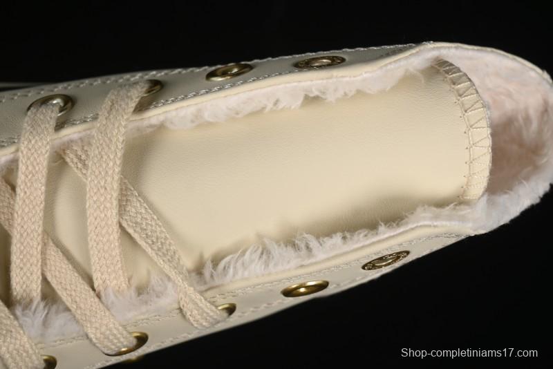 Converse Chuck 1970s Winter Waterproof Leather High-Top Sneakers with Gold Eyelets and Fleece Lining - A12443C