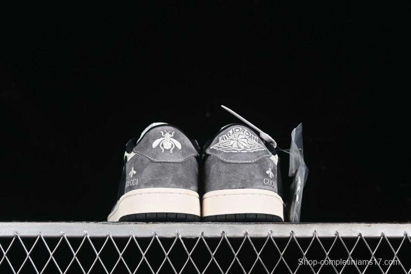 Nike Travis Scott x Fragment Design x Air Jordan 1 Low OG SP AJ1 Gucci Collaboration - Black Hook Dragonfly Low-top Casual Sneakers - SJ2068-137