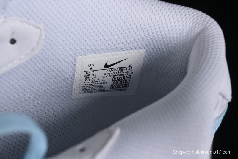 Nike Air Force 1 '07 Mid Light Blue Hand-Painted Cracked Three Stripes Shadow Mid-Top Casual Sneakers - CW2289-111