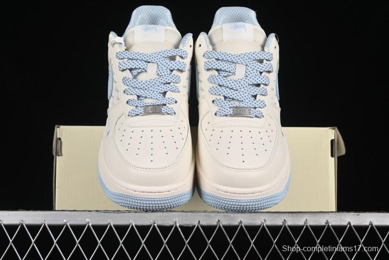 Nike Air Force 1 '07 Low Stussy Collaboration - Off White Elegant Blue Low-Top Casual Sneakers - XZ3328-002