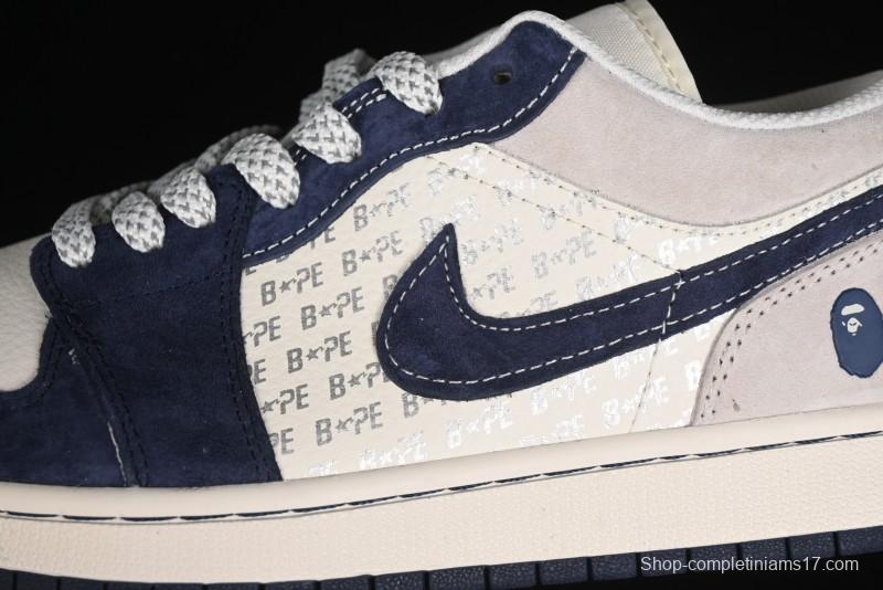 Nike Air Jordan 1 Low BAPE Collaboration Retro Basketball Shoes - WG8850-015