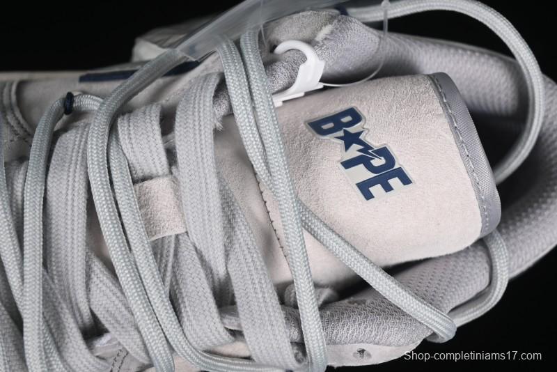 Nike Air Jordan 1 Low AJ1 Bape Collaboration - Grey Blue Retro Basketball Shoes with Custom Laces - SJ9950-019