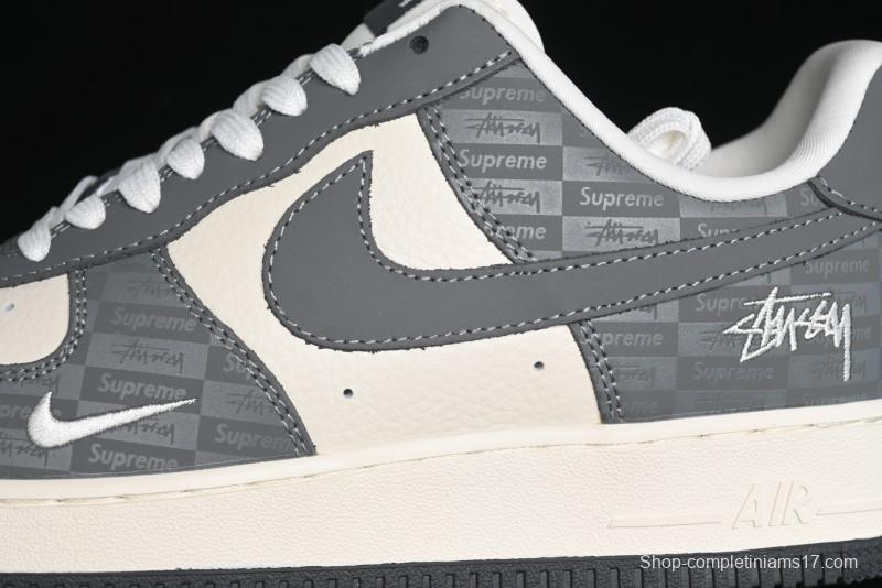 Nike Air Force 1 '07 Low Stussy Collaboration - Light Bone Shadow Low-Top Casual Sneakers - DF0180-008