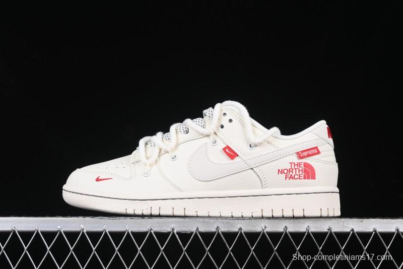 Nike SB Dunk Low x The North Face x Supreme Series - Strap Beige White Hook Anniversary High-End Custom Low-Top Casual Skate Shoes - YX5066-229