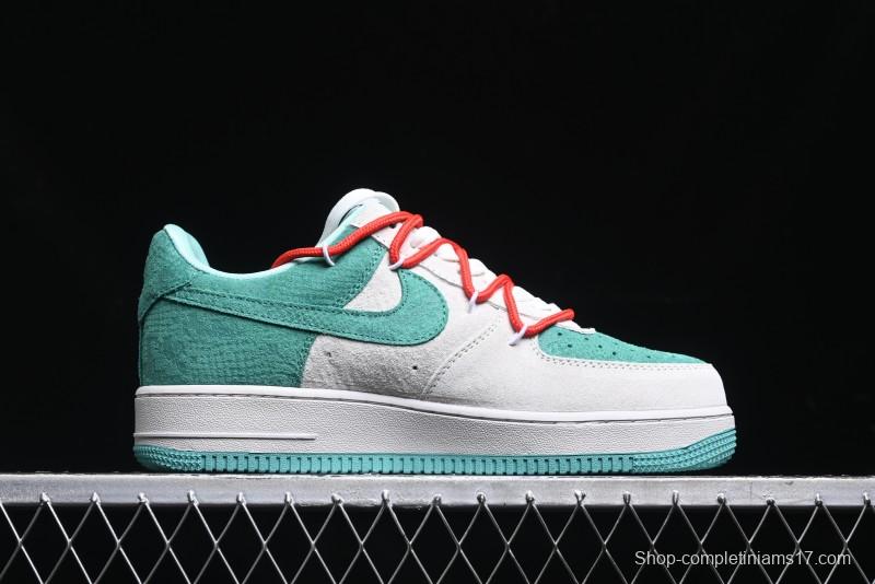 Nike Air Force 1 '07 Low Gucci Stone Island Collaboration - Grey Green Pigskin Lace-Up Casual Sneakers - DF0188-010
