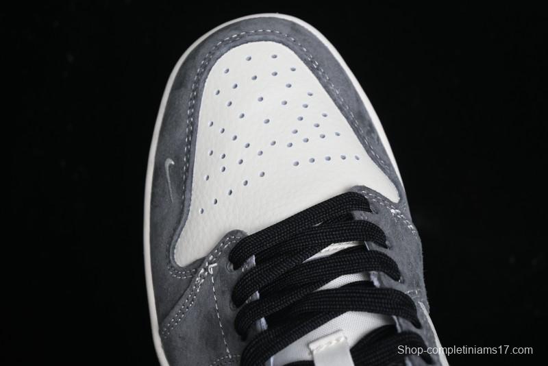 Nike Air Jordan 1 Low Stussy Collaboration Pig Grey Black Swoosh Custom Retro Basketball Shoes - SJ9950-029