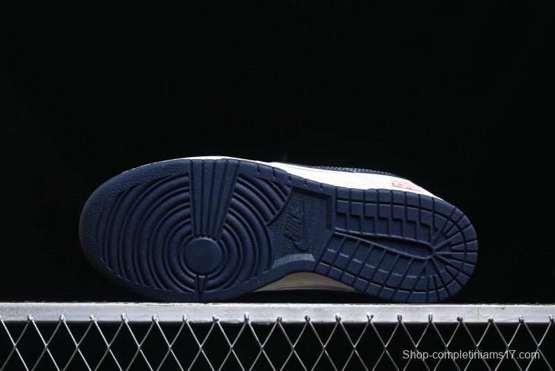 Nike SB Dunk Low Stone Island x Supreme Collaboration - Navy Blue & Off-White Anniversary High-End Custom Low-Top Casual Sneakers - BB9866-007