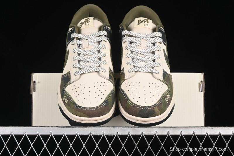 Nike SB Dunk Low Bape Collaboration - Patchwork Camouflage Anniversary Custom Low-Top Casual Sneakers - CH6336-229