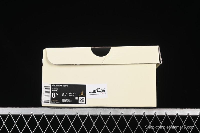 Nike Air Jordan 1 Low AJ1 Stussy Collaboration - Black White Red Label Retro Basketball Shoes - SJ9950-033