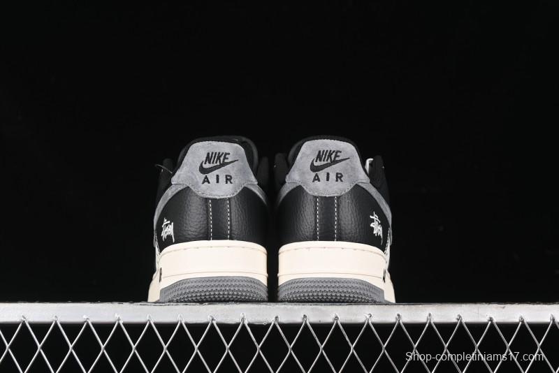 Nike Air Force 1 '07 Low Stussy Collaboration - Black Grey Casual Sneakers - XZ3328-566