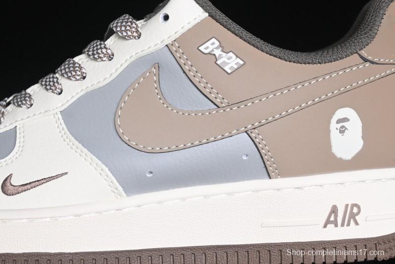 Nike Air Force 1 '07 Low Bape Collaboration - Beige Grey Brown Low Top Casual Sneakers BB6566-210