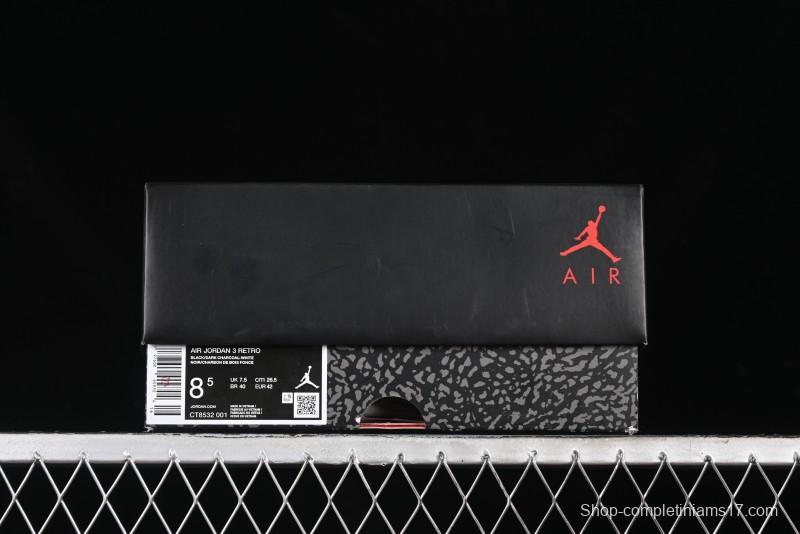 Nike Air Jordan 3 Retro Basketball Shoes in Midnight Black - CT8532-001