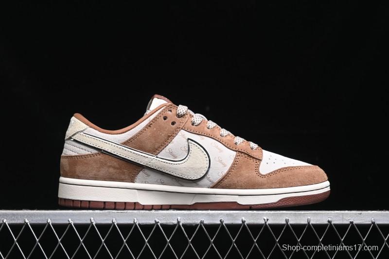 Nike SB Dunk Low Stussy Collaboration - Mummy Brown Anniversary Custom Low-Top Casual Sneakers - XX3168-601