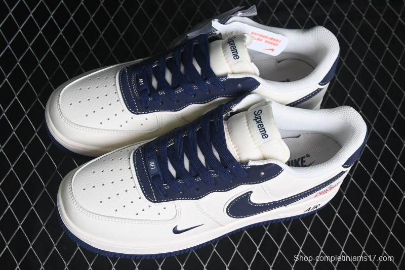 Nike Air Force 1 '07 Low Stone Island x Supreme Collaboration - Navy Blue & Off-White Low-Top Casual Sneakers - BB1616-302