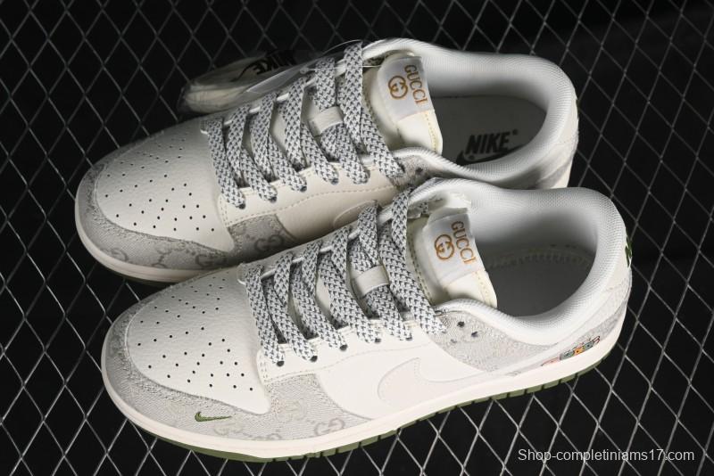 Nike SB Dunk Low Gucci Collaboration - Smoke Green Anniversary High-End Custom Low-Top Casual Skate Shoes - XX2025-389