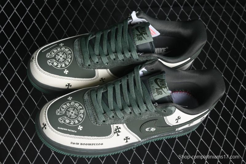 Nike Air Force 1 '07 Low Chrome Hearts Collaboration - Moss Green White Low-Top Casual Sneakers - KK1988-029