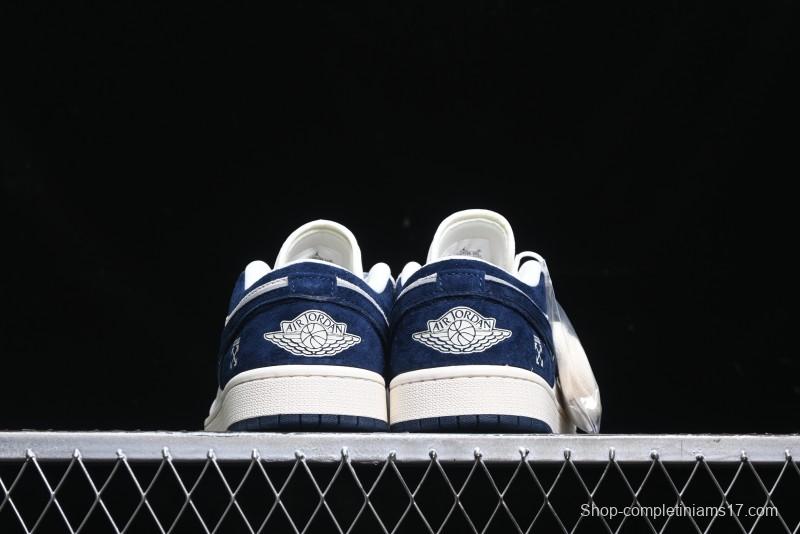 Nike Air Jordan 1 Low OF Collaboration - Premium Custom Retro Basketball Shoes in Blue Grey - DM9188-003