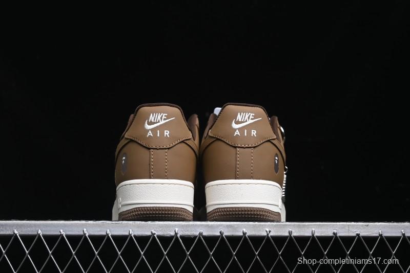 Nike Air Force 1 '07 Low Bape Collaboration - Brown Violent Bear Casual Sneakers - DF0188-013