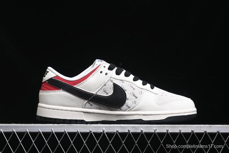 Nike SB Dunk Low Stussy Collaboration - Beige Black Swoosh Silver Edge Anniversary High-End Custom Low-Top Casual Sneakers - XX3168-306