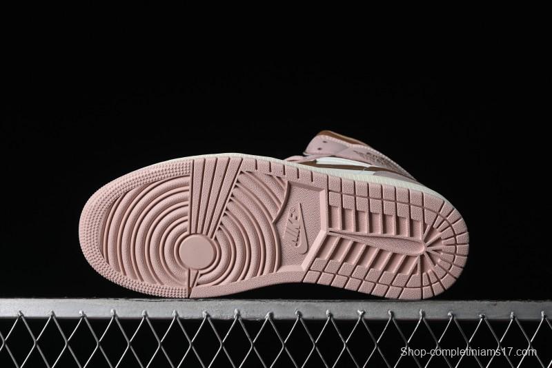 Nike Air Jordan 1 Mid AJ1 Basketball Shoes in Khaki Pink - BQ6472-620