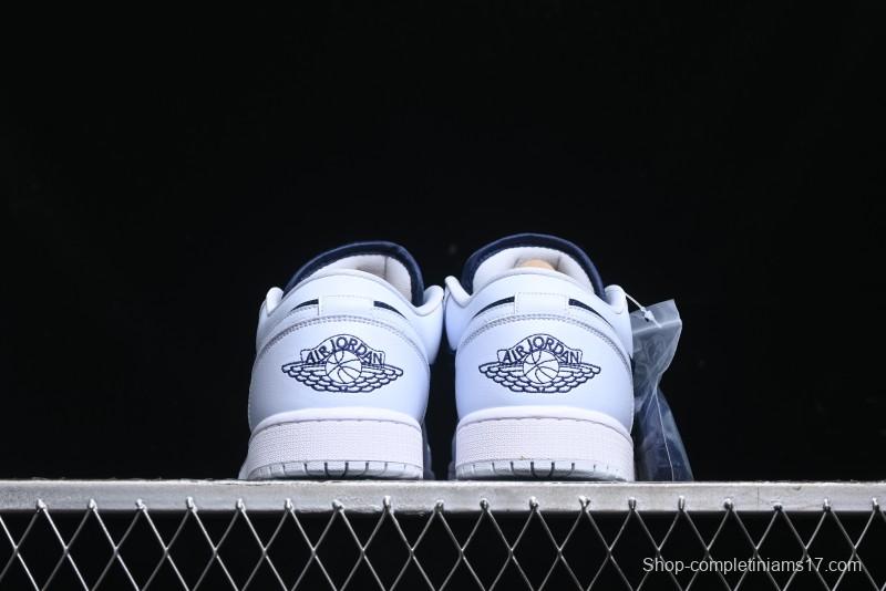 Nike Air Jordan 1 Low AJ1 Navy Blue Silk Casual Sneakers - FZ8778-044