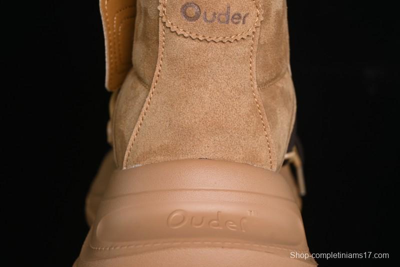 Ouder Retro Lace-Up Mid-Calf Warm & Thickened Platform Casual Snow Boots with Wool Lining - Oud024 Brown