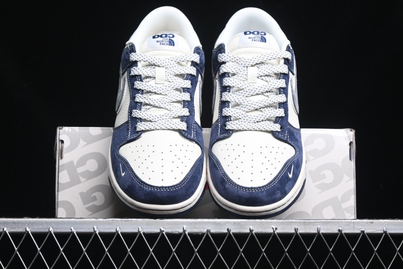 Nike SB Dunk Low The North Face Collaboration - Light Blue Grey Check Anniversary High-End Custom Low-Top Casual Skate Shoes - YX5066-251