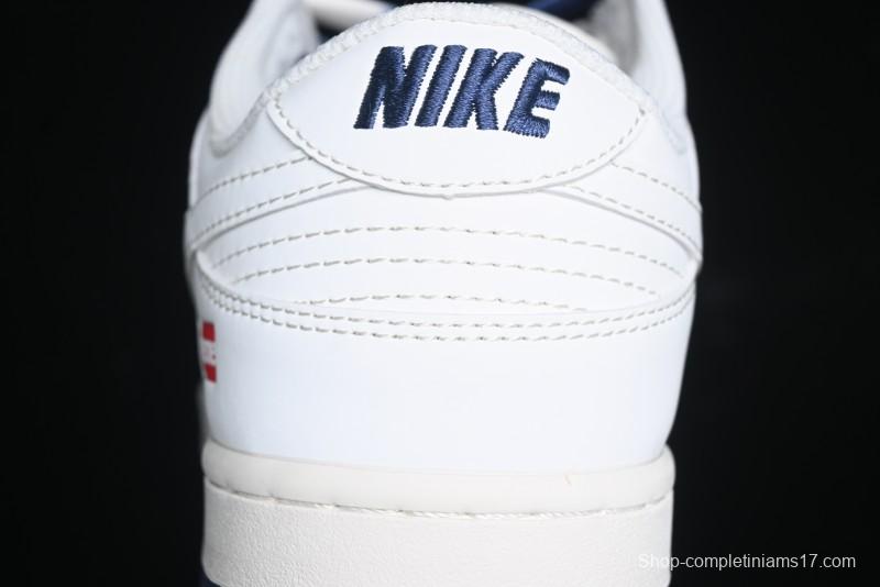 Nike SB Dunk Low Supreme Collaboration - White Blue Color Blocking with Mini Swoosh Anniversary Custom Edition Low-Top Casual Skate Shoes - BB8675-110