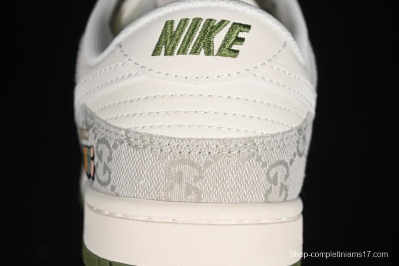 Nike SB Dunk Low Gucci Collaboration - Smoke Green Anniversary High-End Custom Low-Top Casual Skate Shoes - XX2025-389