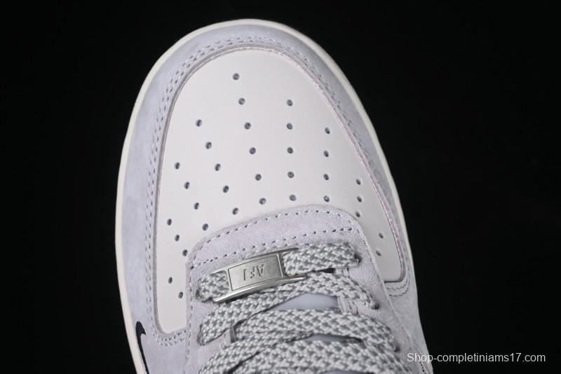 Nike Air Force 1 '07 Low Stussy Collaboration Silver Trim Black Swoosh Low-Top Casual Sneakers - XZ6188-912