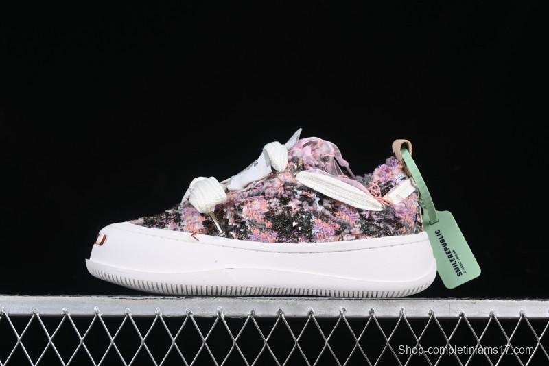 SMILEREPUBLIC SMILE Canvas Sneakers with Cut Wool Fringe and Unique Weaving - G.D4