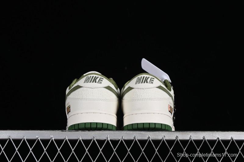 Nike SB Dunk Low Gucci Collaboration - Beige Green Woven Fabric Anniversary High-End Custom Low-Top Casual Skate Shoes - DQ1098-368