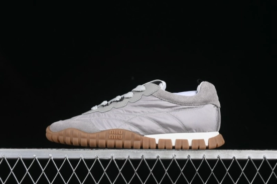 Miu Miu Suede Round Toe Lace-Up Low Top Women's Casual Shoes - 99D4