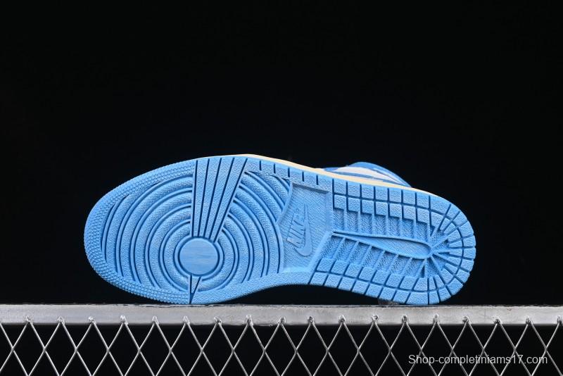 Nike Air Jordan 1 High OG "UNC Reimagined" Retro Basketball Shoes with Cracked Leather and Vintage Midsole - DZ5485-402